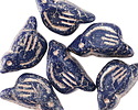 Czech Glass Dark Indigo w/ Platinum Bird 11x22mm