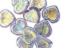 Czech Glass Thistle AB Starburst Heart 13x14mm