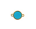24K Gold (Plated) Transparent Turquoise Resin Round Focal Link 12x17mm