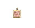 Strawberry Quartz w/ Gold Finish Faceted Square Focal 10x13mm