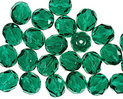 Czech Glass Emerald Fire Polished Round 8mm