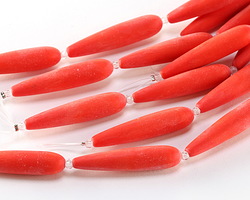 Opaque Orange Beach-Style Glass Teardrop 37x8mm