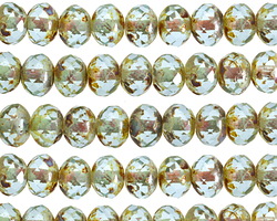 Czech Glass Beach Glass Picasso Fire Polished Rondelle 5x7mm