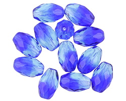 Czech Glass Mykonos Blue Fire Polished Rice 12x8mm