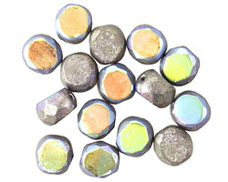 Czech Glass AB Antique Silver Faceted Table Cut Oval 8x7mm