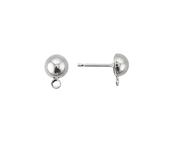 Silver (plated) Hemisphere w/ Loop Post Earring 6mm