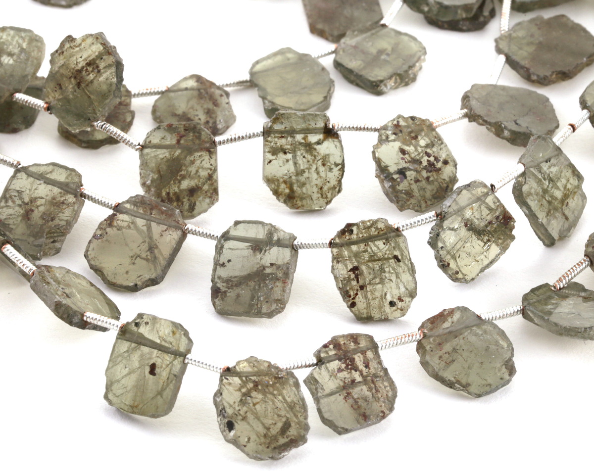 Black Sillimanite Slice Drop 10-13mm