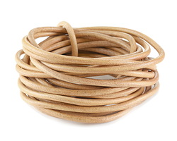 Natural Round Leather Cord 4mm, 16 feet