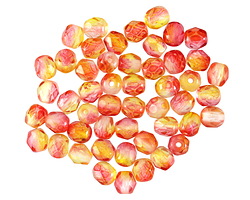 Czech Glass Dual Coated Pink & Orange Fire Polished Round 4mm