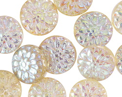 Czech Glass Jonquil AB w/ Mercury Finish Dahlia Coin 15mm