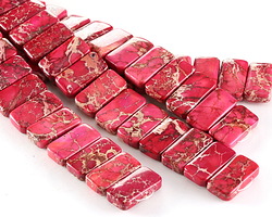 Fuchsia Impression Jasper 2-Hole Rectangle 10x20mm