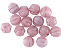 Czech Glass Matte Thistle Mix w/ Metallic Pink Melon Round 8mm