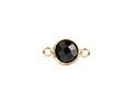 Jet Crystal Round Link in Gold Finish Bezel 14.5x8.5mm