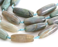 Blue Haze Agate (grey) Rice 38-42x13-15mm
