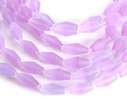 Periwinkle Beach-Style Glass Elongated Bicone Beads 17x8mm