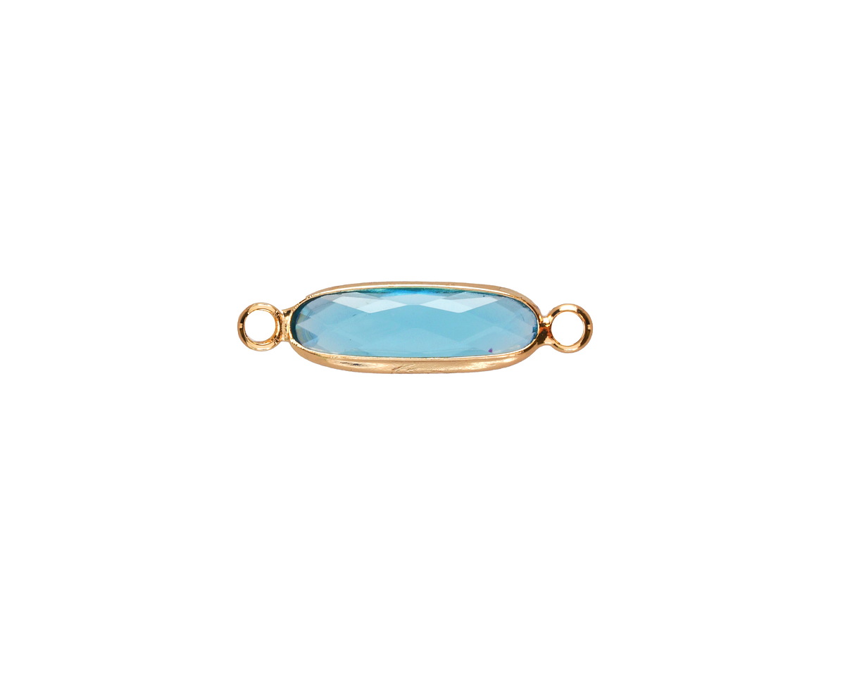 Capri Crystal Elongated Oval Link in Gold Finish Bezel 22x6mm