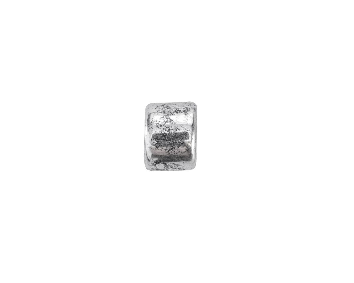 Mykonos Metalized Ceramic Antique Silver Tube Spacer 7x8mm