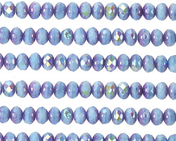 Czech Glass Sky Blue AB w/ Purple Wash Fire Polished Rondelle 3x5mm