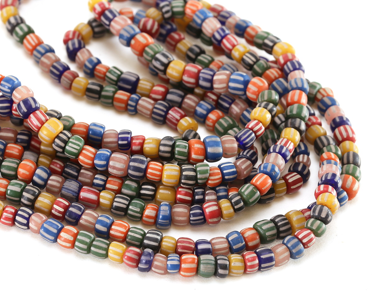 Java Glass Multi Color Mix w/ Stripes Gooseberry Beads 3-4x3-6mm