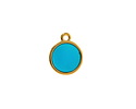24K Gold (Plated) Transparent Turquoise Resin Round Focal 12x14mm