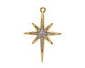 24K Gold (plated) w/ Silver Glitter in Resin Bethlehem Star Pendant 21x30mm