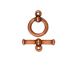 TierraCast Antique Copper (plated) Bar & Ring Toggle Clasp 16x12mm, 19mm Bar