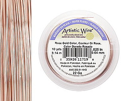 Artistic Wire Silver Plated Rose Gold 22 gauge, 10 yards