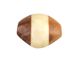 African Bone & Ebony Wood Banded Rice Bead (from Kenya) 28-30x20-23mm