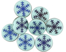 Czech Glass Laser Etched Aqua on Turquoise w/ Iris Blue Finish Coin 14mm