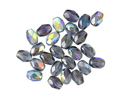 Czech Glass Montana Blue AB Fire Polished Rice 6x4mm