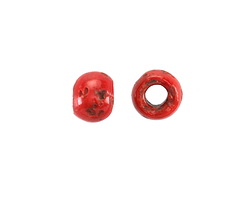 African Glass Red Sandcast Textured Rondelle 7-10x10-11mm