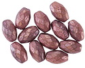 Czech Glass Etched Metallic Pink Faceted Rice 12x8mm