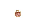 24K Gold (plated) Pink Glitter Enamel Cat Head Focal 8x9mm