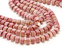 Rhodonite Microfaceted Hexagon Heishi 4x8mm