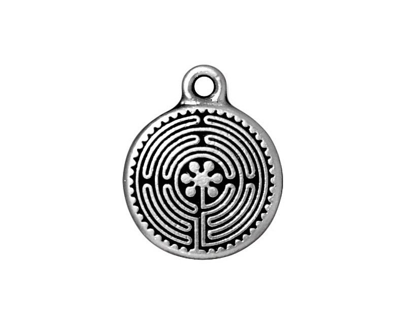 Labyrinth Charm TierraCast Antique Silver (plated) Labyrinth Charm 16x20mm