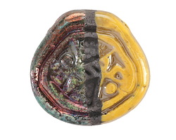 Mykonos Ceramic Raku Metallic Harvest Large Carved Focal 40mm