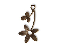 Vintaj Natural Brass Violet Sprig Connector 30x15mm