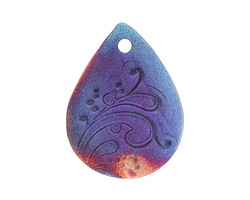 Xaz Raku Rust Blue Decorative Drop Pendant 38x50mm