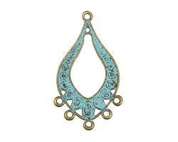 Patina Green Brass (plated) Teardrop Nouveau Chandelier Focal 27x48mm
