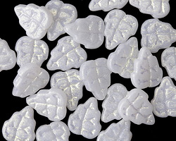 Czech Glass Snow Shimmer Leaves 11x9mm