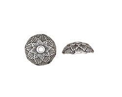 Antique Silver (plated) Lotus Bead Cap 4x12mm