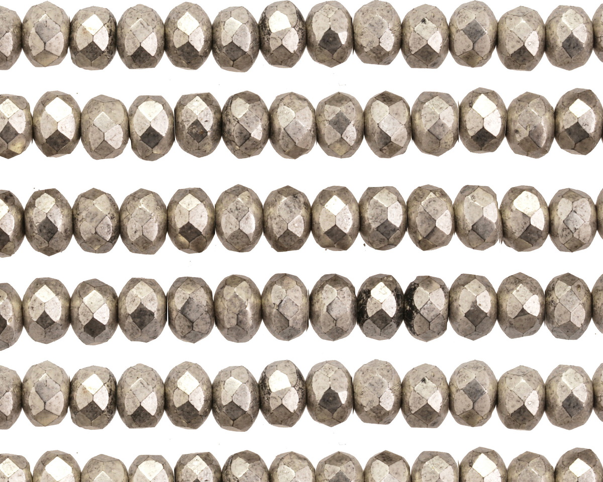 Czech Glass Antique Silver Fire Polished Rondelle 3x5mm