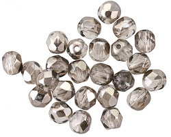 Czech Glass Antique Silver 1/2 Fire Polished Round 6mm