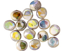 Czech Glass Sunny Coast AB w/ Antique Silver Faceted Table Cut Oval 8x7mm