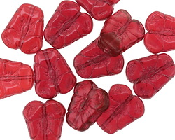 Czech Glass Black Cherry Red Pansy Flower 13x11mm