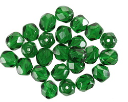 Czech Glass Emerald Fire Polished Round 6mm