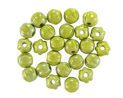 Czech Glass Avocado AB Large Hole Melon Round 6mm