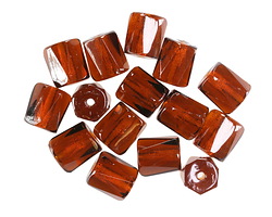 Czech Glass Dark Topaz Faceted Barrel 7mm