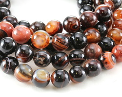 Rust Brown Line Agate Round 12mm
