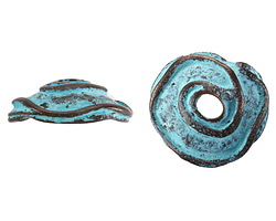Mykonos Copper (plated) Blue Patina Wavy Organic Bead Cap 20mm